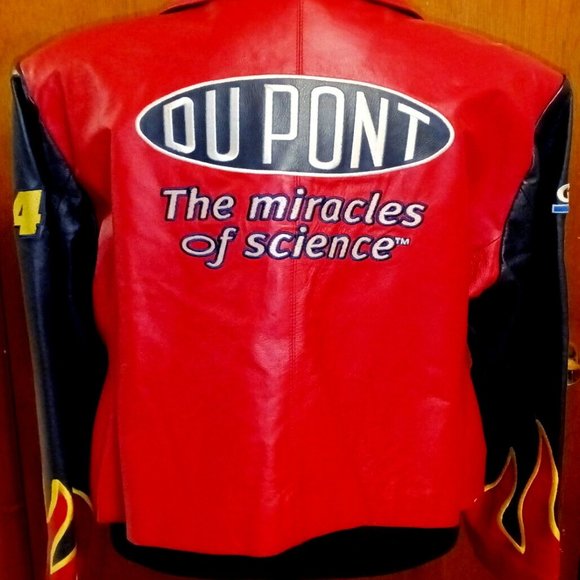 Vintage Women's Jeff Gordon #24 DuPont Red Leather NASCAR Jacket Sz Medium - Picture 2 of 7